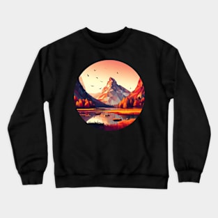 Low Poly Autumn Mountain and Lake Crewneck Sweatshirt